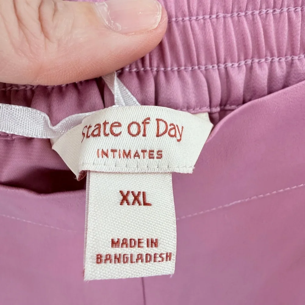 State of Day Intimates Mauve Pink Pajama Set XXL Short Sleeve Top Wide Leg Pants